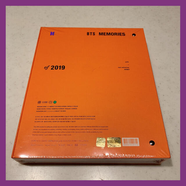 防弾少年団(BTS)(ボウダンショウネンダン)のBTS MEMORIES OF 2019 DVD 韓国版 新品未再生 エンタメ/ホビーのCD(K-POP/アジア)の商品写真