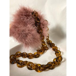 ザラ(ZARA)のZARA feather bag モーヴピンク　べっ甲　ショルダーバッグ(ショルダーバッグ)