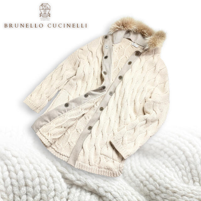 BRUNELLO CUCINELLI - E43☆フォックファーつきカシミヤブレンドニット