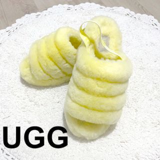 アグ(UGG)の【美品】✨UGG ファー サンダル ネオンイエロー✨ (サンダル)