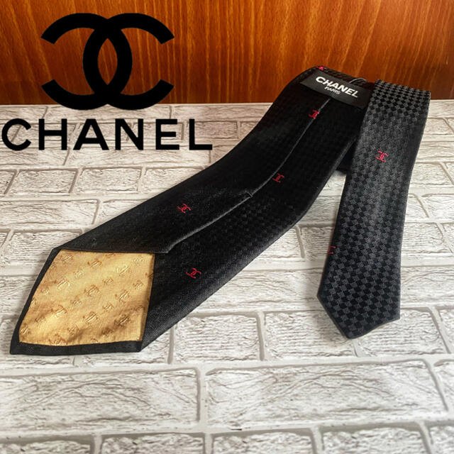 確実正規 良好 CHANEL シャネル ネクタイ  ブラック