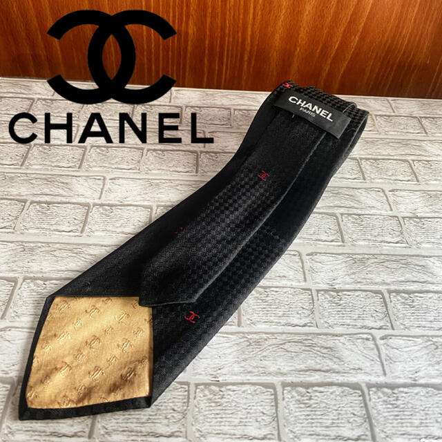 確実正規 良好 CHANEL シャネル ネクタイ  ブラック