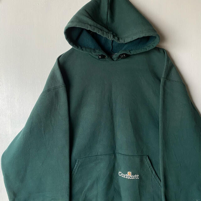 希少 90’s USA製 CARHARTT グリーン 深緑 パーカー 厚手トップス