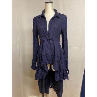 ザラ(ZARA)の【ZARA★ザラ】フィッシュテール　ネイビー　シャツ(シャツ/ブラウス(長袖/七分))