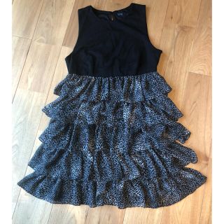 ザラ(ZARA)のZARA ザラ　ブラックレオパード　フリルミニワンピース(ミニワンピース)