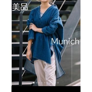 美品【ミューニック Munich】8ozデニムビッグプルオーバーシャツ(チュニック)