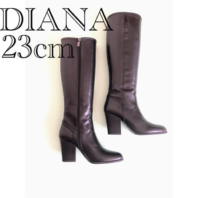 DIANA(ダイアナ)の新品ダイアナ美脚ロングブーツ黒23㎝チャンキーヒール定価33,000円DIANA レディースの靴/シューズ(ブーツ)の商品写真