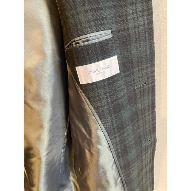 Savile Row(セヴィルロウ)のRICHARD JAMES   グリーンブラックウォッチ　ステンカラーコート メンズのジャケット/アウター(ステンカラーコート)の商品写真
