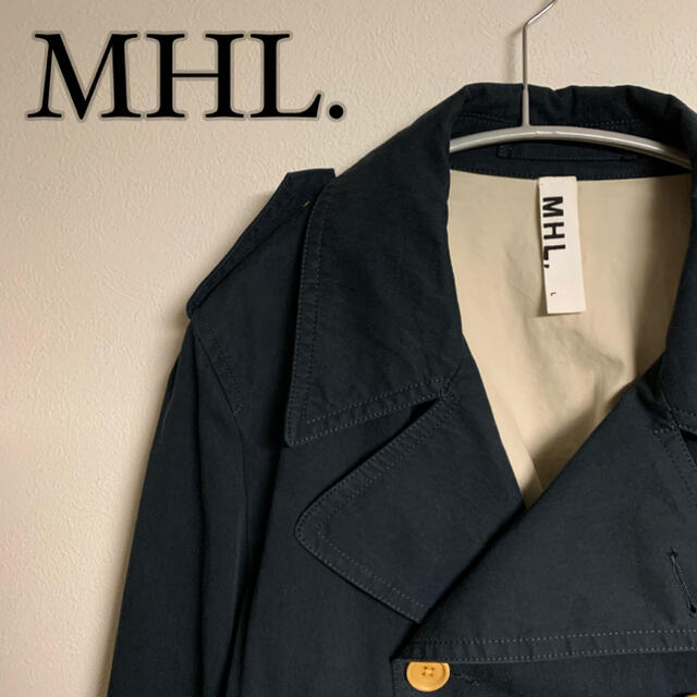 定番】MHL. マーガレットハウエル トレンチコート コットン ネイビー-