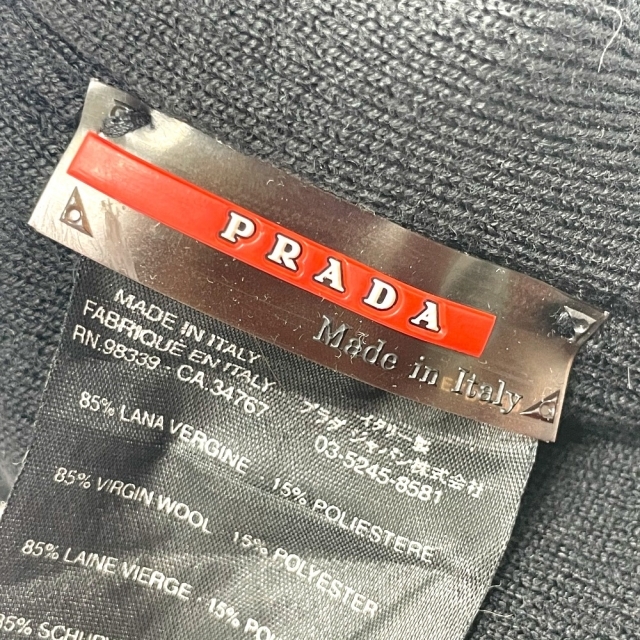 PRADA(プラダ)のプラダ スポーツ ロゴタグ ニットキャップ ニット帽 ブラック レディースの帽子(ニット帽/ビーニー)の商品写真