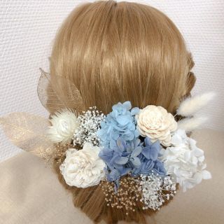 髪飾り　ドライフラワー　ヘッドパーツ　ヘッドドレス　結婚式　成人式　前撮り(ヘッドドレス/ドレス)