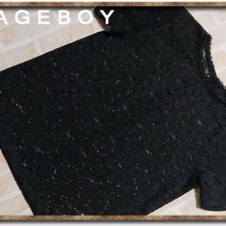 ページボーイ(PAGEBOY)のページボーイ　レースカットソー　黒(カットソー(半袖/袖なし))