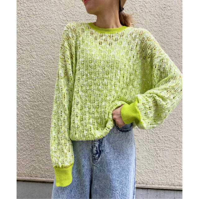 早割クーポン！ LOOSE MEDI - VINTAGE Ameri CROCHET ライム KNIT ニット/セーター - covid19