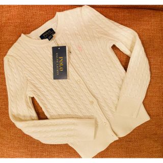 ポロラルフローレン(POLO RALPH LAUREN)の新品　ポロ ラルフローレン ケーブルニット カーディガン　4T ホワイト(カーディガン)