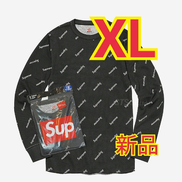 プチプラ XL supreme hanes Thermal Crew black メンズ | m