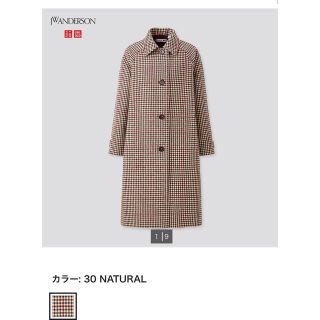 ユニクロ(UNIQLO)のユニクロ jw アンダーソン ステンカラー コート チェック S 新品(ロングコート)