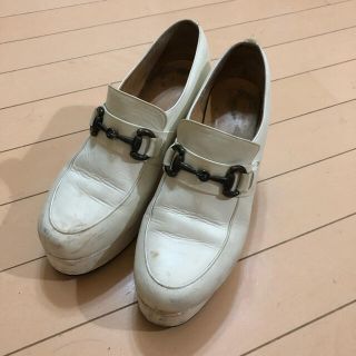 アシナガオジサン(あしながおじさん)のあしながおじさん 厚底靴 ゴスロリ レトロ 白 24.5cm(ローファー/革靴)