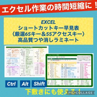 エクセル★ショートカットキー早見表 高品質つや消しパウチ・ラミネート加工(PC周辺機器)