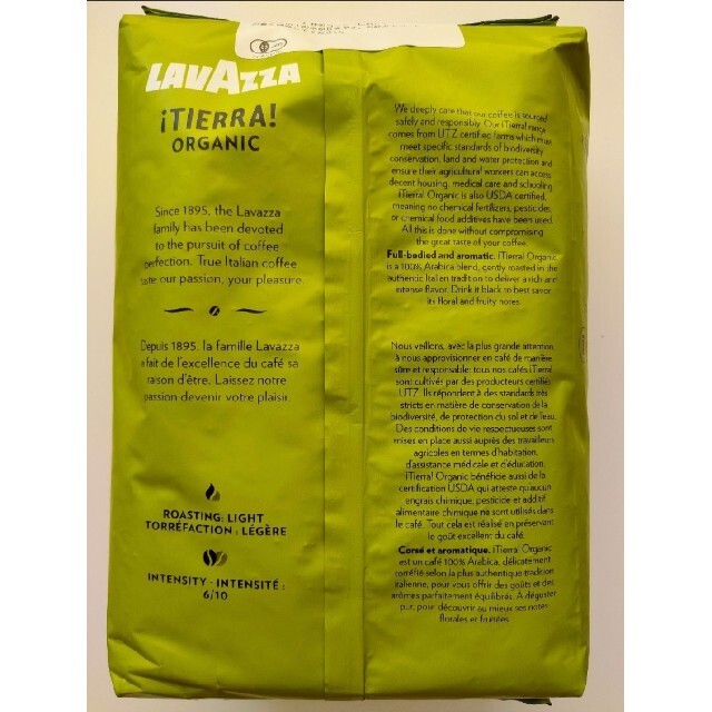 Lavazza TIERRA オーガニックホールビーン　１kg×１２袋