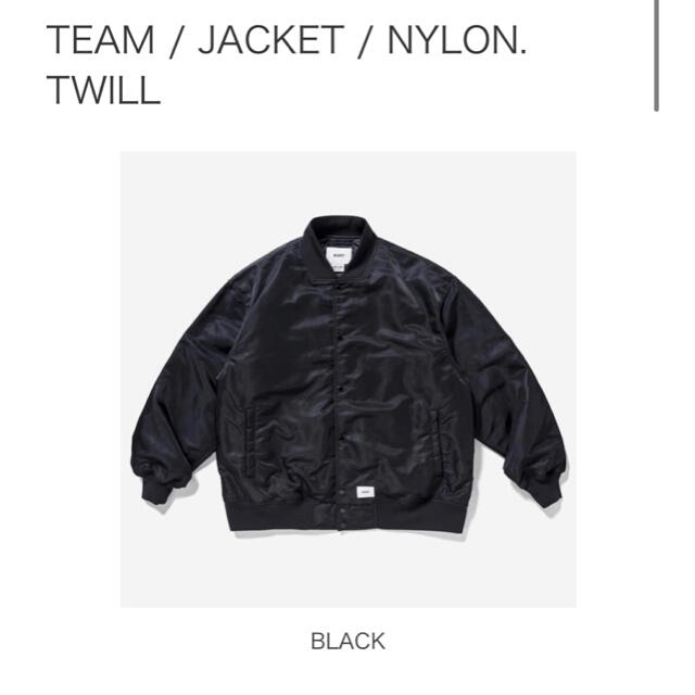 入荷中 W) - 21FW WTAPS TEAM JACKET NYLON TWILL 黒 Mの通販 by ゆ
