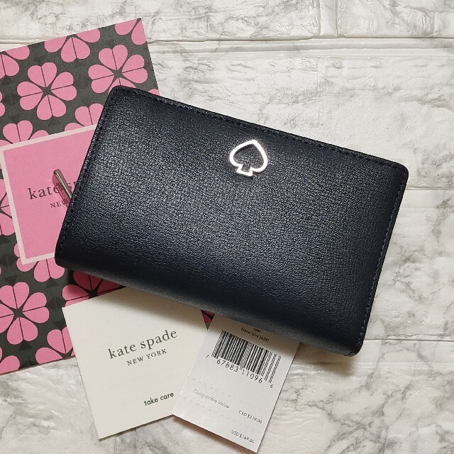 kate spade new york(ケイトスペードニューヨーク)の人気!! ケイトスペードニューヨーク 二つ折り ウォレット 財布 ネイビー 青 レディースのファッション小物(財布)の商品写真