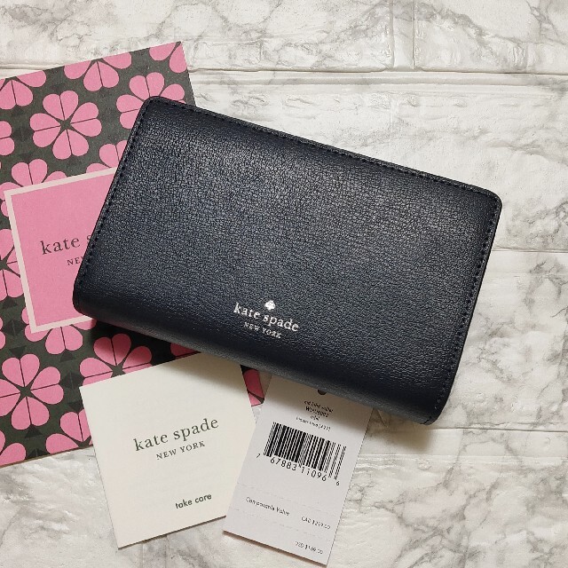 kate spade new york(ケイトスペードニューヨーク)の人気!! ケイトスペードニューヨーク 二つ折り ウォレット 財布 ネイビー 青 レディースのファッション小物(財布)の商品写真