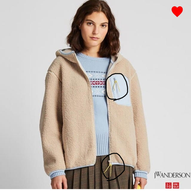 UNIQLO(ユニクロ)のUNIQLO× JW ANDERSON ボアフリースフルジップパーカ レディースのジャケット/アウター(ブルゾン)の商品写真