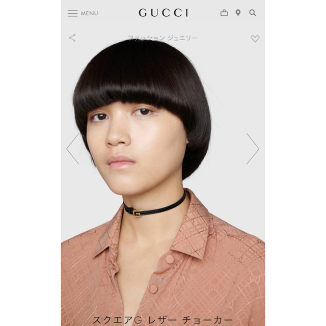 Gucci(グッチ)の[GUCCI]* Square G* レザーチョーカーゴールド【箱　付属品付き】 レディースのファッション小物(その他)の商品写真