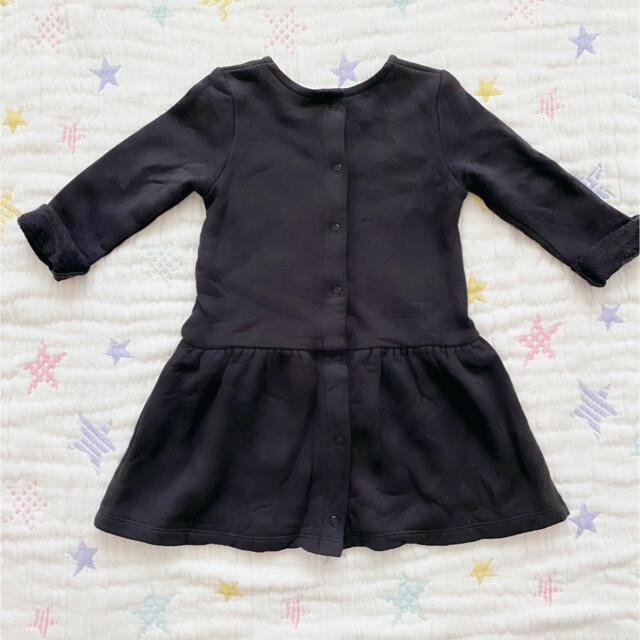 PETIT BATEAU(プチバトー)の☆美品☆プチバトー☆スウェットリボン付ワンピース☆ キッズ/ベビー/マタニティのベビー服(~85cm)(ワンピース)の商品写真