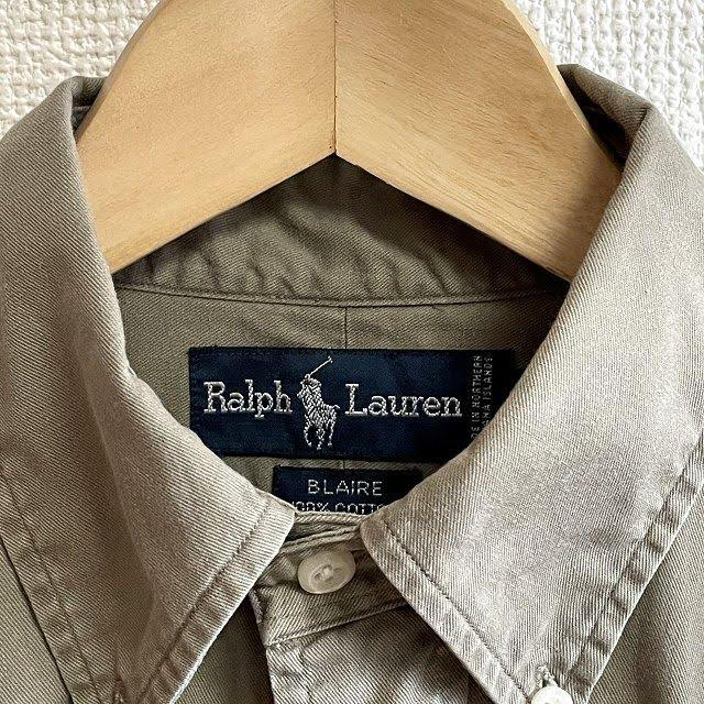 POLO RALPH LAUREN(ポロラルフローレン)の90s RalphLauren  ビッグシャツ  刺繍ロゴ 古着 vintage メンズのトップス(シャツ)の商品写真