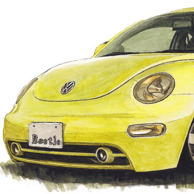 GC-1548 VWビートル/ゴルフ限定版画サイン額装作家平右ヱ門