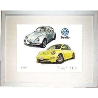 【売れ筋】 Volkswagen - VWビートル限定版画サイン額装作家平右ヱ GC-1964 F1