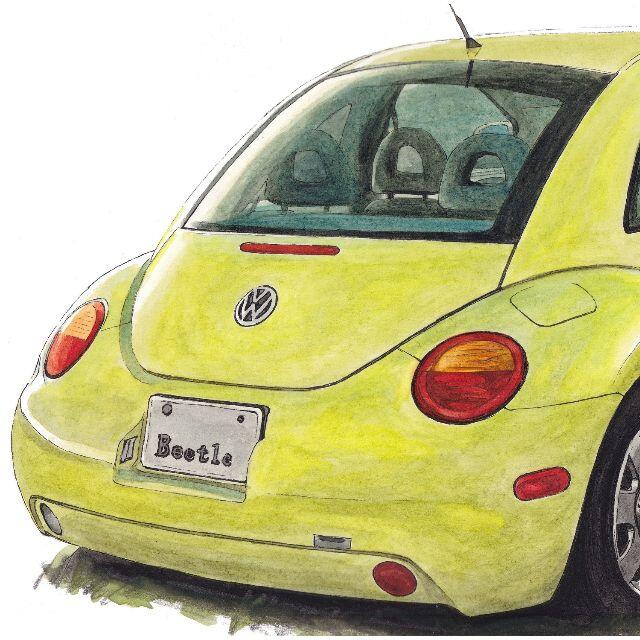 GC-1548 VWビートル/ゴルフ限定版画サイン額装作家平右ヱ門
