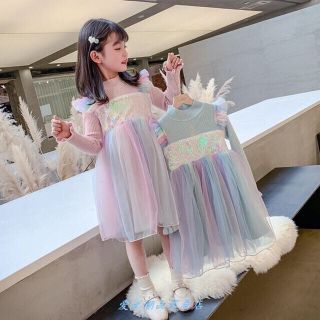 KWEA147キッズ 子供服 ワンピース タイトネック 女の子 春秋 ゆったり(ワンピース)