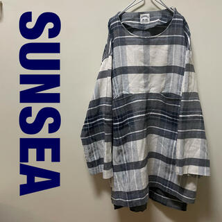 サンシー(SUNSEA)のSUNSEA カットソー　チェック　ホワイト　サンシー(Tシャツ/カットソー(七分/長袖))
