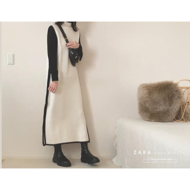 【完売】ZARA コントラストパイピングニットチュニック M 8