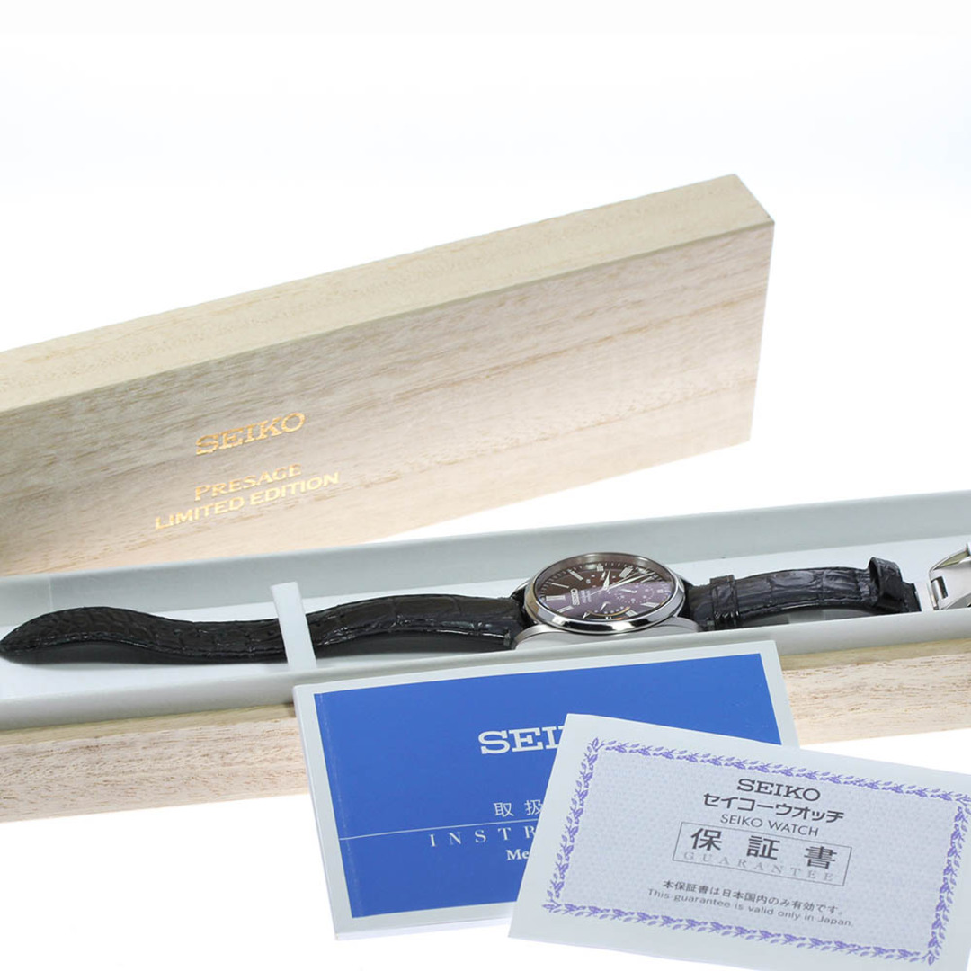 ☆良品★内箱・保証書付き【SEIKO】セイコー プレサージュ 漆・白檀塗限定モデル パワーリザーブ SARW045/6R21-01F0 自動巻き メンズ【ev20】