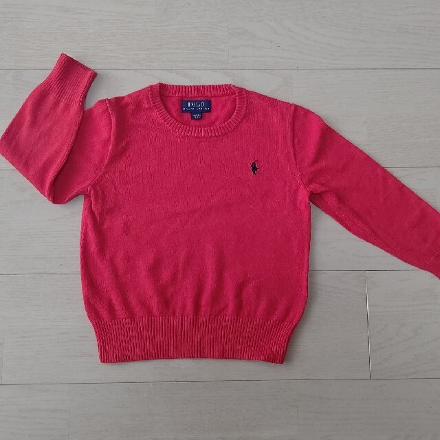 POLO RALPH LAUREN(ポロラルフローレン)のPolo Ralph Lauren 赤いニットsize4 キッズ/ベビー/マタニティのキッズ服女の子用(90cm~)(ニット)の商品写真