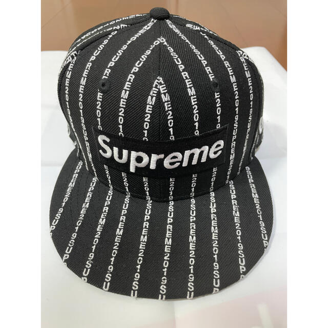 入荷しました即納可能 supreme cap Text Stripe New Era 7-3/8 黒