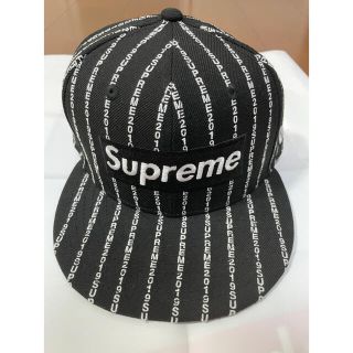 シュプリーム(Supreme)のsupreme cap Text Stripe New Era 7-3/8 黒(キャップ)