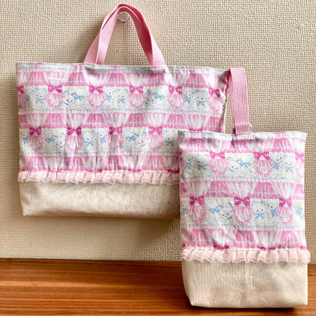 クラシカルモダンシュシュ 猫柄 ピンク ハンドメイド 2点セット 入園入学 | フリマアプリ ラクマ