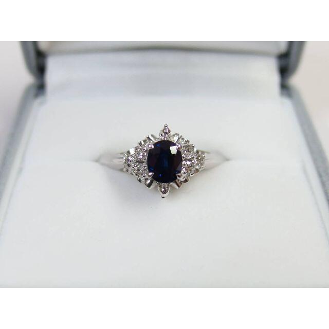 Pt900 サファイア0.74ct ダイヤ0.17ct 指輪 15号-