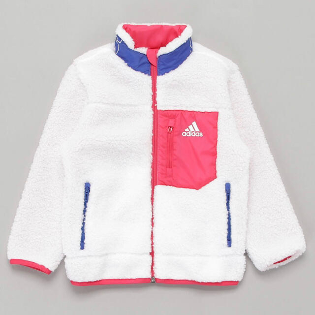 adidas(アディダス)のリバーシブル ボアジャケット adidas 女の子 130センチ ピンク キッズ/ベビー/マタニティのキッズ服女の子用(90cm~)(ジャケット/上着)の商品写真