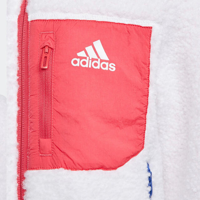 adidas(アディダス)のリバーシブル ボアジャケット adidas 女の子 130センチ ピンク キッズ/ベビー/マタニティのキッズ服女の子用(90cm~)(ジャケット/上着)の商品写真
