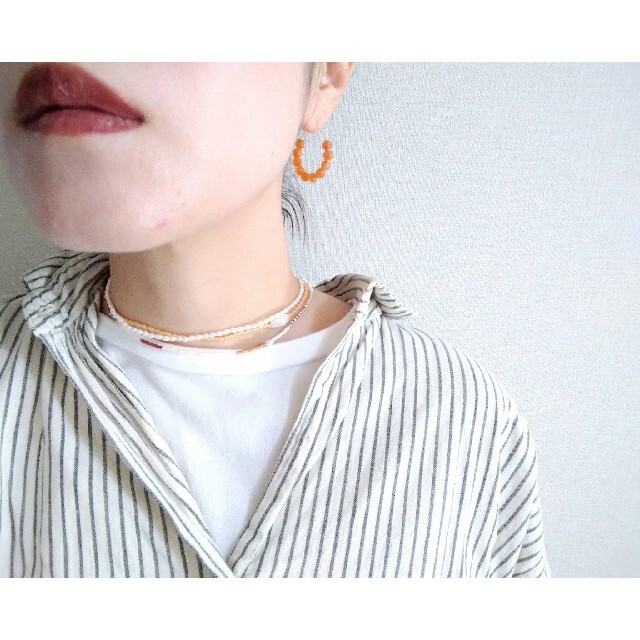 TODAYFUL(トゥデイフル)のblock（Brown✕darkorange）ネックレス ハンドメイドのアクセサリー(ネックレス)の商品写真