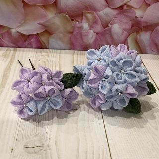 つまみかんざし　紫陽花(ヘアアクセサリー)