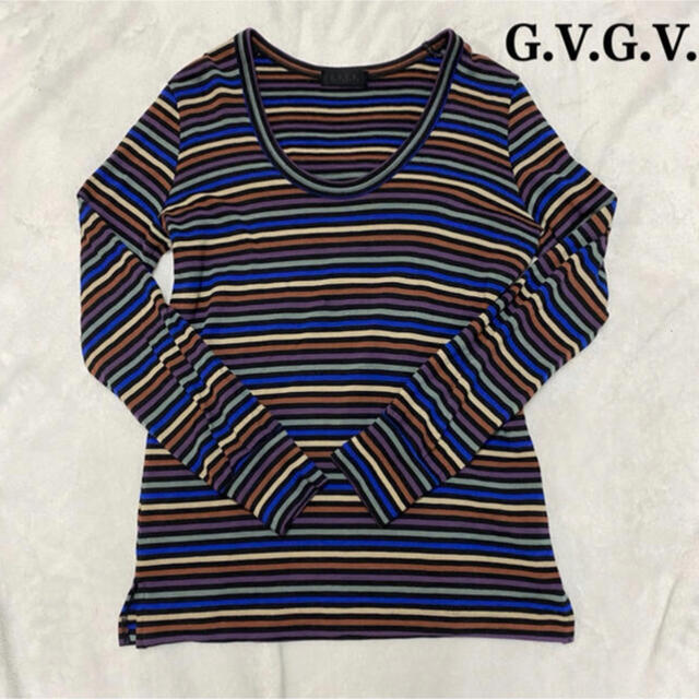 G.V.G.V.(ジーヴィジーヴィ)の【美品】G.V.G.V. ボーダーカットソー　ロンT  マルチカラー レディースのトップス(カットソー(長袖/七分))の商品写真