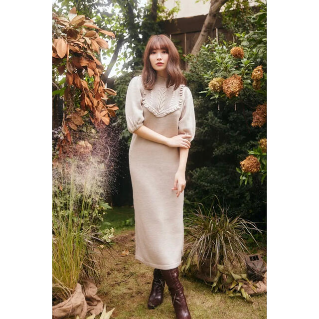 Herlipto Belted Ruffle Cable-Knit Dressのサムネイル