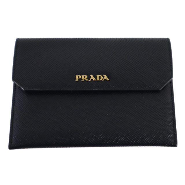 PRADA プラダ 財布 札入れ カード入れ レザー ロゴ 黒 サフィアーノ