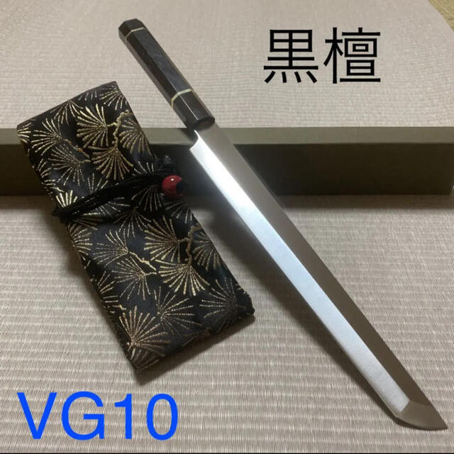 新品 尺寸 V金10号 切付包丁 刺身包丁 和包丁 オリーブウッド黒水牛八角柄